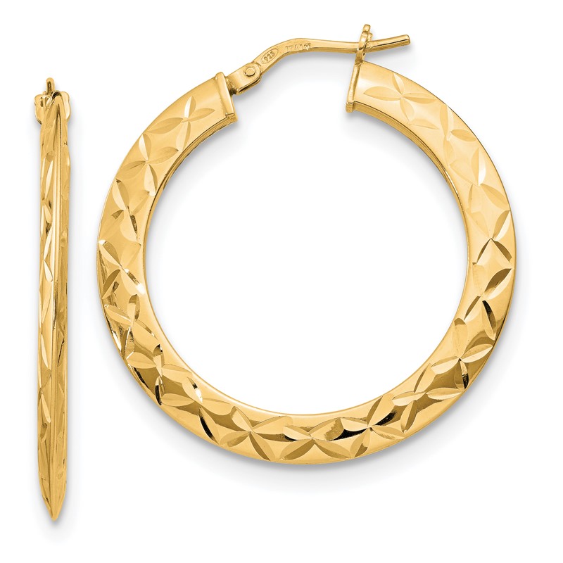 Sterling Silver Gold-Tone Polished and D/C Hoop Earrings