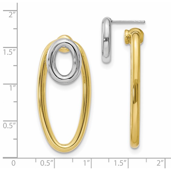 Leslie's Sterling Silver & Gold-tone Front & Back Oval Post Earrings