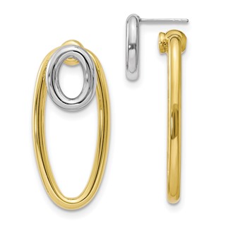 Leslie's Sterling Silver & Gold-tone Front & Back Oval Post Earrings