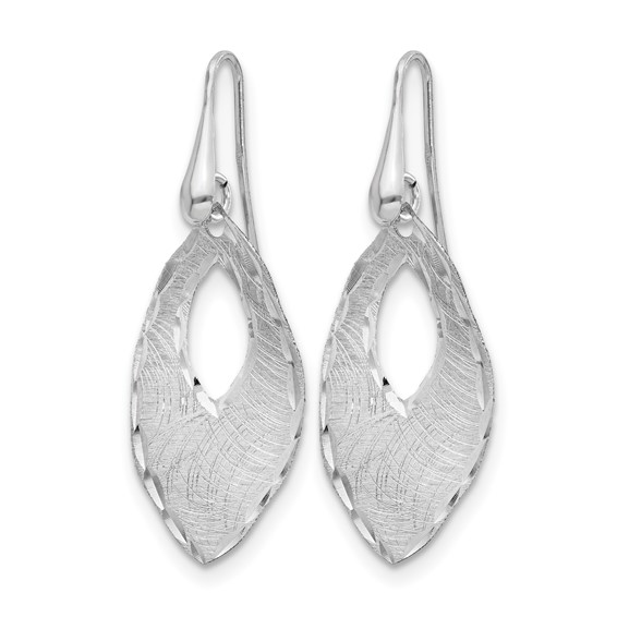 Leslie's SS RH-plated Textured & D/C Dangle Shepherd Hook Earrings