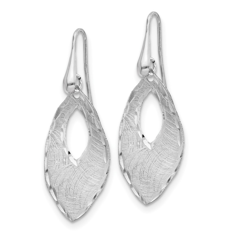 SS RH-plated Textured & D/C Dangle Shepherd Hook Earrings