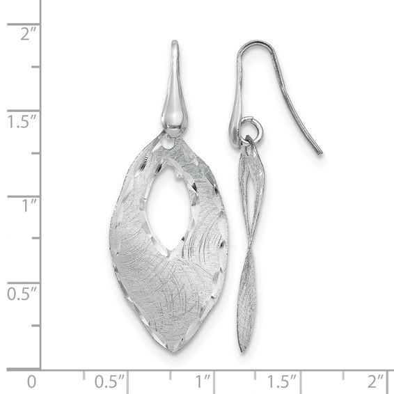 Leslie's SS RH-plated Textured & D/C Dangle Shepherd Hook Earrings