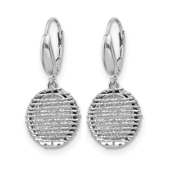 Leslie's SS RH-plated Polished D/C Open Center Leverback Earrings