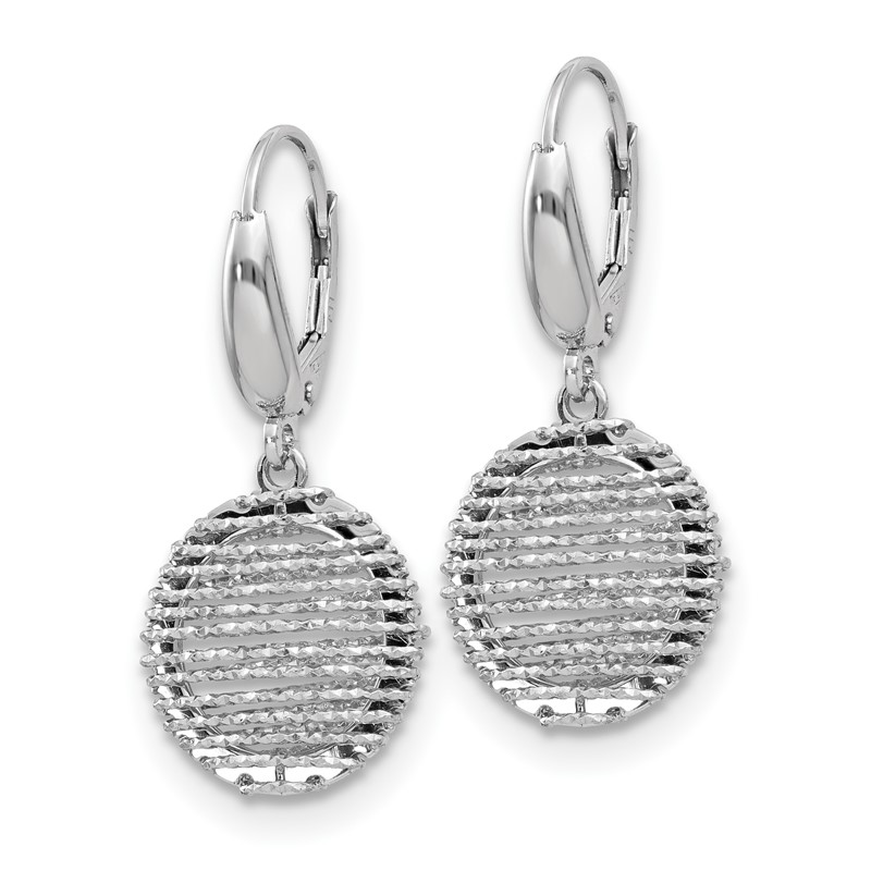 SS RH-plated Polished D/C Open Center Leverback Earrings