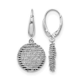 Leslie's SS RH-plated Polished D/C Open Center Leverback Earrings