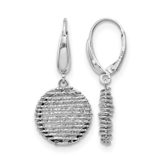 Leslie's SS RH-plated Polished D/C Open Center Leverback Earrings
