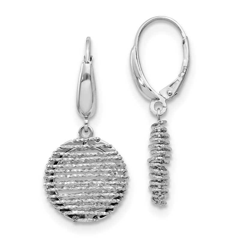 SS RH-plated Polished D/C Open Center Leverback Earrings