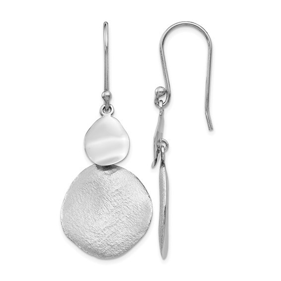 Leslie's Sterling Silver Radiant Essence Polished Textured Dangle Earrings