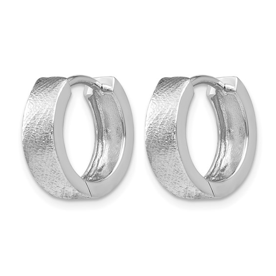 Leslie's SS RH-plated Radiant Essence Textured Huggie Hoop Earrings
