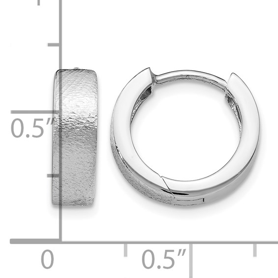 Leslie's SS RH-plated Radiant Essence Textured Huggie Hoop Earrings
