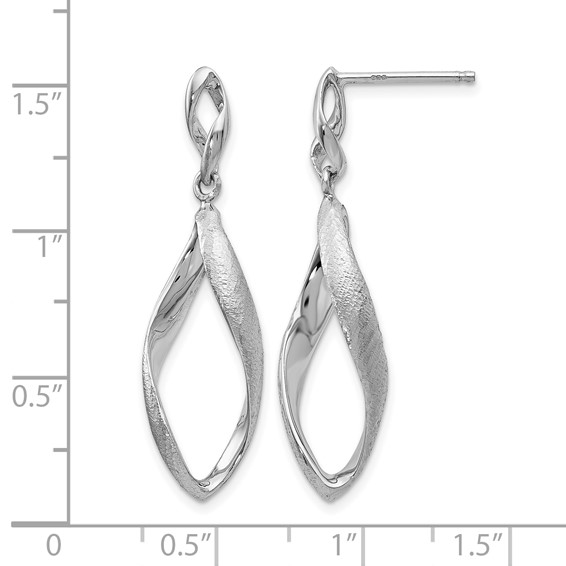Leslie's SS RH-plated Radiant Essence Textured Post Dangle Earrings