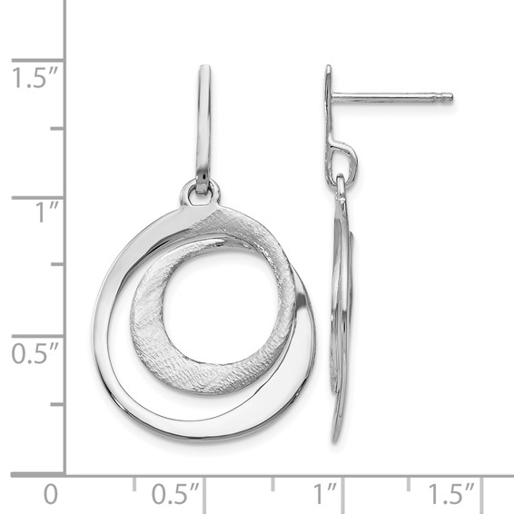 Leslie's SS RH-plated Radiant Essence Textured Post Dangle Earrings