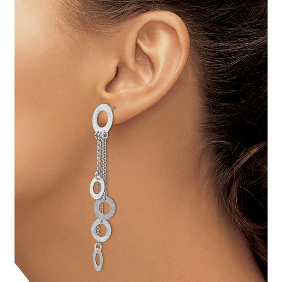 Leslie's Sterling Silver Rhodium Brushed & Polished Post Dangle Earrings