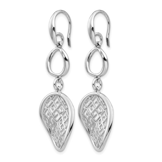 Leslie's Sterling Silver Rhodium-plated Filigree Dangle Earrings