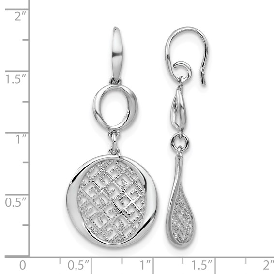 Leslie's Sterling Silver Rhodium-plated Filigree Dangle Earrings