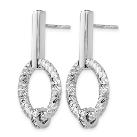 Leslie's Sterling Silver Polished CZ Diamond-Cut Post Dangle Earrings