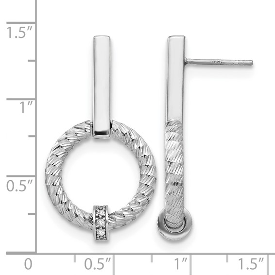 Leslie's Sterling Silver Polished CZ Diamond-Cut Post Dangle Earrings