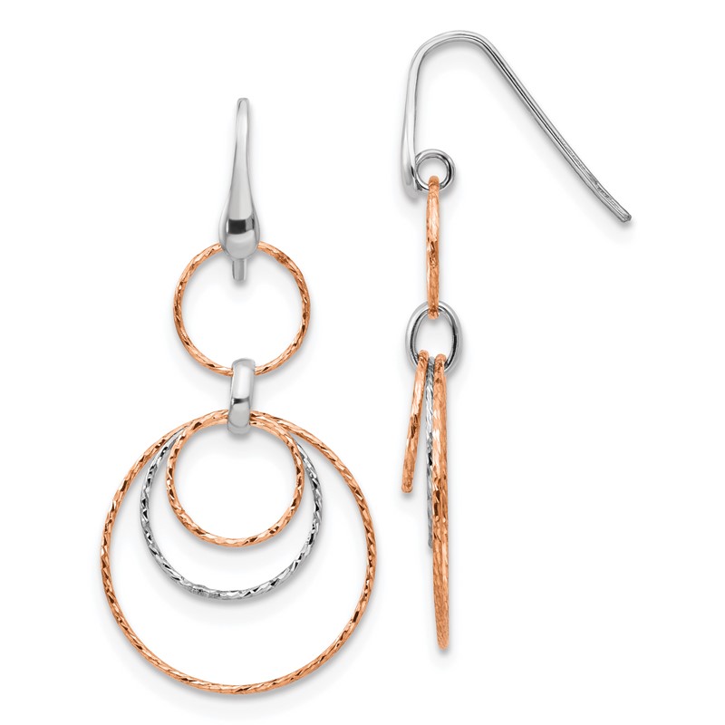 Sterling Silver Rose-Gold-plated D/C Dangle Earrings