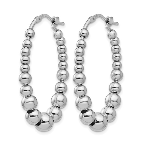 Leslie's Sterling Silver Polished Beaded Hoop Earrings