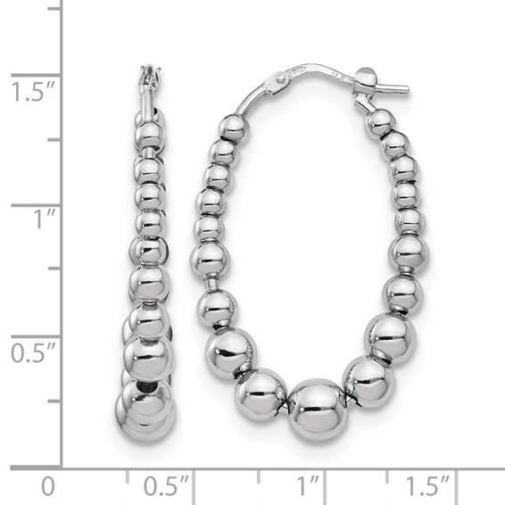 Leslie's Sterling Silver Polished Beaded Hoop Earrings