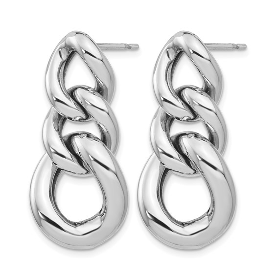 Leslie's Sterling Silver RH-plated Polished Post Dangle Earrings