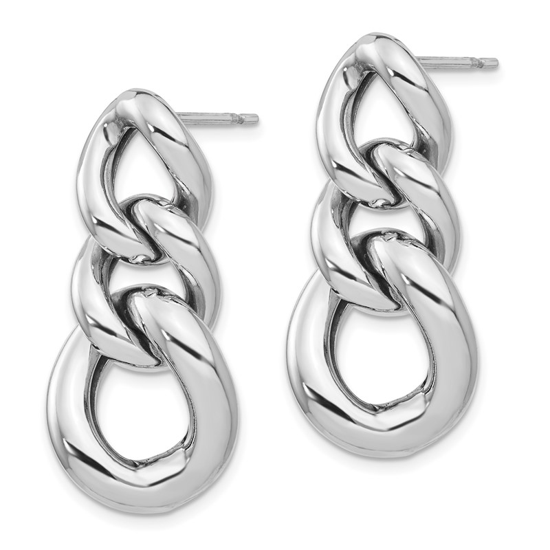 Sterling Silver RH-plated Polished Post Dangle Earrings