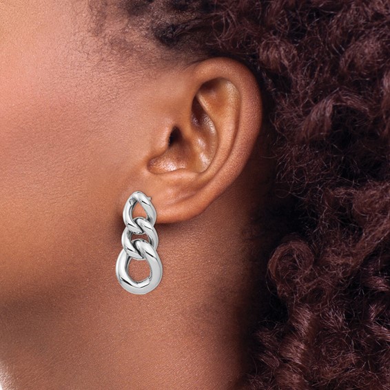 Leslie's Sterling Silver RH-plated Polished Post Dangle Earrings