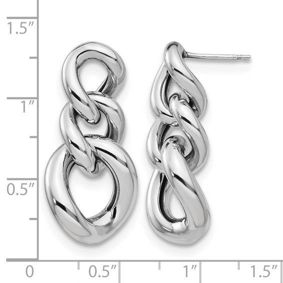 Leslie's Sterling Silver RH-plated Polished Post Dangle Earrings