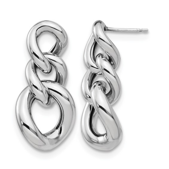 Leslie's Sterling Silver RH-plated Polished Post Dangle Earrings