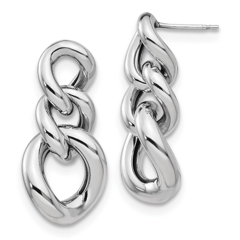 Sterling Silver RH-plated Polished Post Dangle Earrings