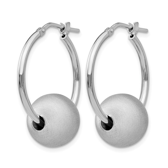 Leslie's SS RH-plated Radiant Essence Brushed & Polished Hoop Earrings
