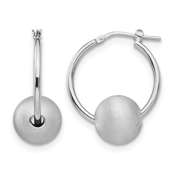 Leslie's SS RH-plated Radiant Essence Brushed & Polished Hoop Earrings