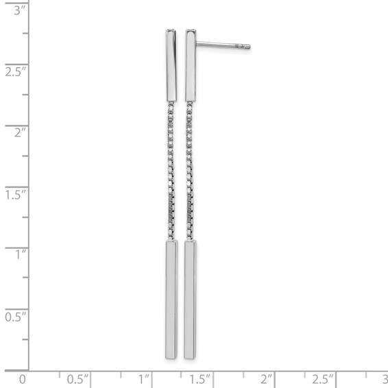 Leslie's Sterling Silver Rhod-plat Polished Bar Post Dangle Earrings