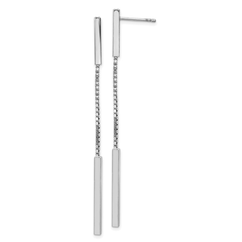Sterling Silver Rhod-plat Polished Bar Post Dangle Earrings