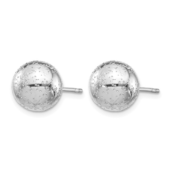 Leslie's Sterling Silver Rhod Radiant Essence 10mm Ball Post Earrings
