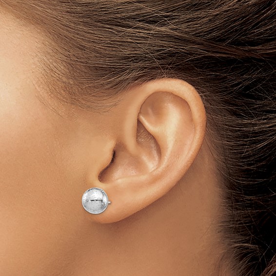 Leslie's Sterling Silver Rhod Radiant Essence 10mm Ball Post Earrings