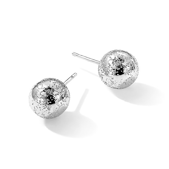 Leslie's Sterling Silver Rhod Radiant Essence 10mm Ball Post Earrings