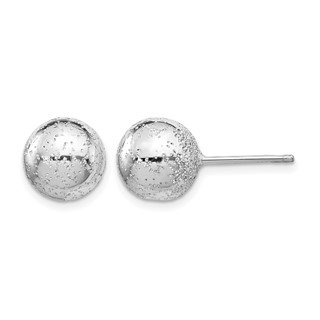Leslie's Sterling Silver Rhod Radiant Essence 10mm Ball Post Earrings