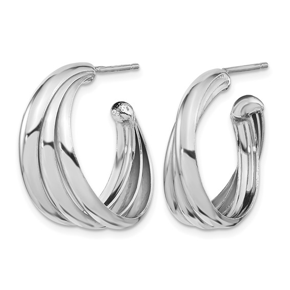 Leslie's Sterling Silver Rhodium-plated Polished Hoop Earrings