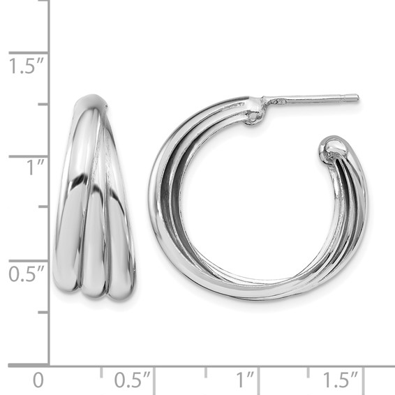 Leslie's Sterling Silver Rhodium-plated Polished Hoop Earrings