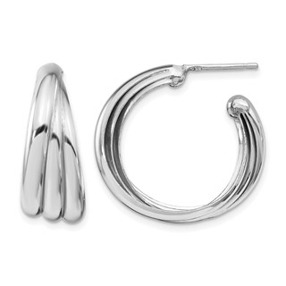 Leslie's Sterling Silver Rhodium-plated Polished Hoop Earrings