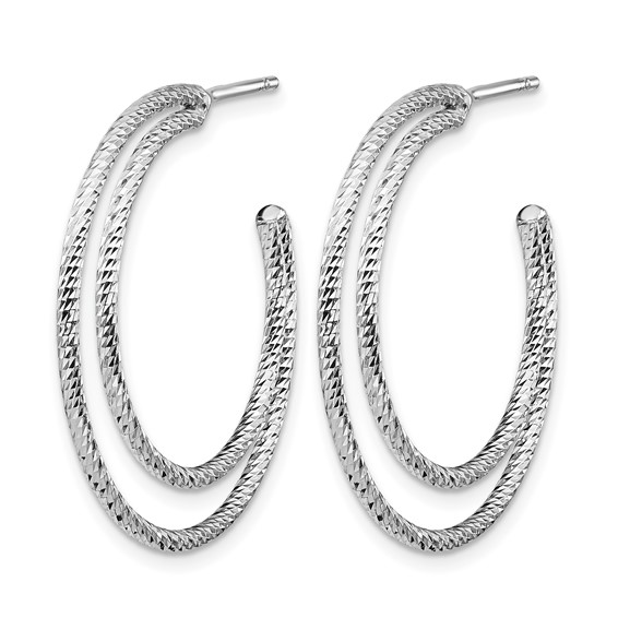 Leslie's Sterling Silver Rhodium-plated D/C Hoop Earrings