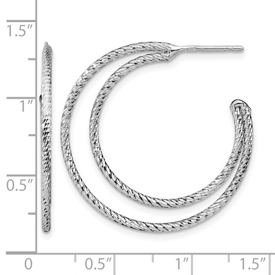Leslie's Sterling Silver Rhodium-plated D/C Hoop Earrings