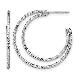 Leslie's Sterling Silver Rhodium-plated D/C Hoop Earrings