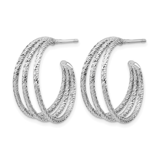 Leslie's Sterling Silver Rhodium-plated D/C J-Hoop Earrings
