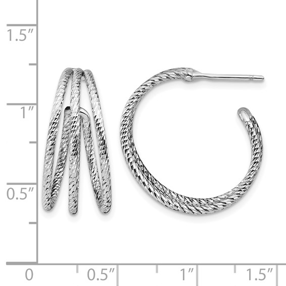 Leslie's Sterling Silver Rhodium-plated D/C J-Hoop Earrings