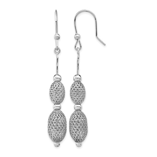 Sterling Silver Rhodium-plated Beaded Dangle Earrings