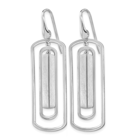 Leslie's Sterling Silver Rhodium-plated Polished & Brushed Dangle Earrings