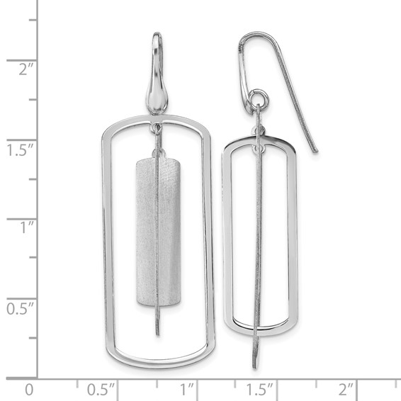 Leslie's Sterling Silver Rhodium-plated Polished & Brushed Dangle Earrings