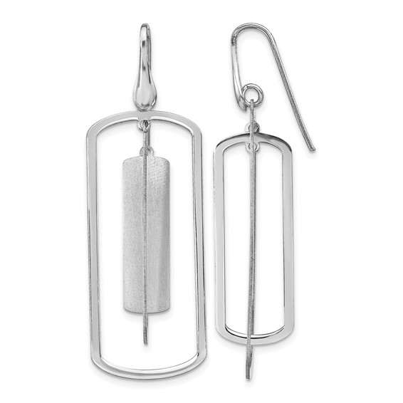 Leslie's Sterling Silver Rhodium-plated Polished & Brushed Dangle Earrings